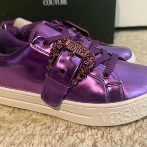 Versace Rare Jeans Collection Women’s Metallic Purple Sneakers
